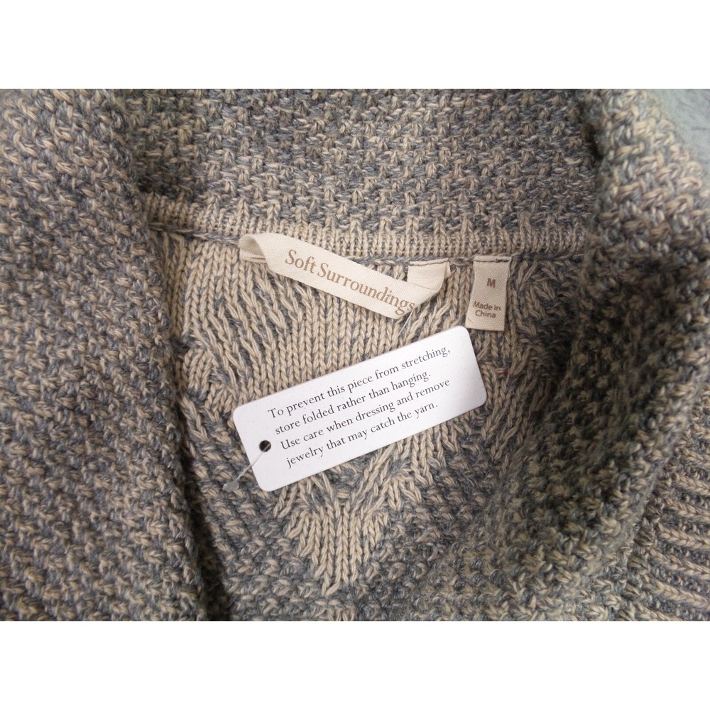 Soft Surroundings Sweater Womens Size Medium Beige Gray Open Front Cardigan NWT - Picture 10 of 15